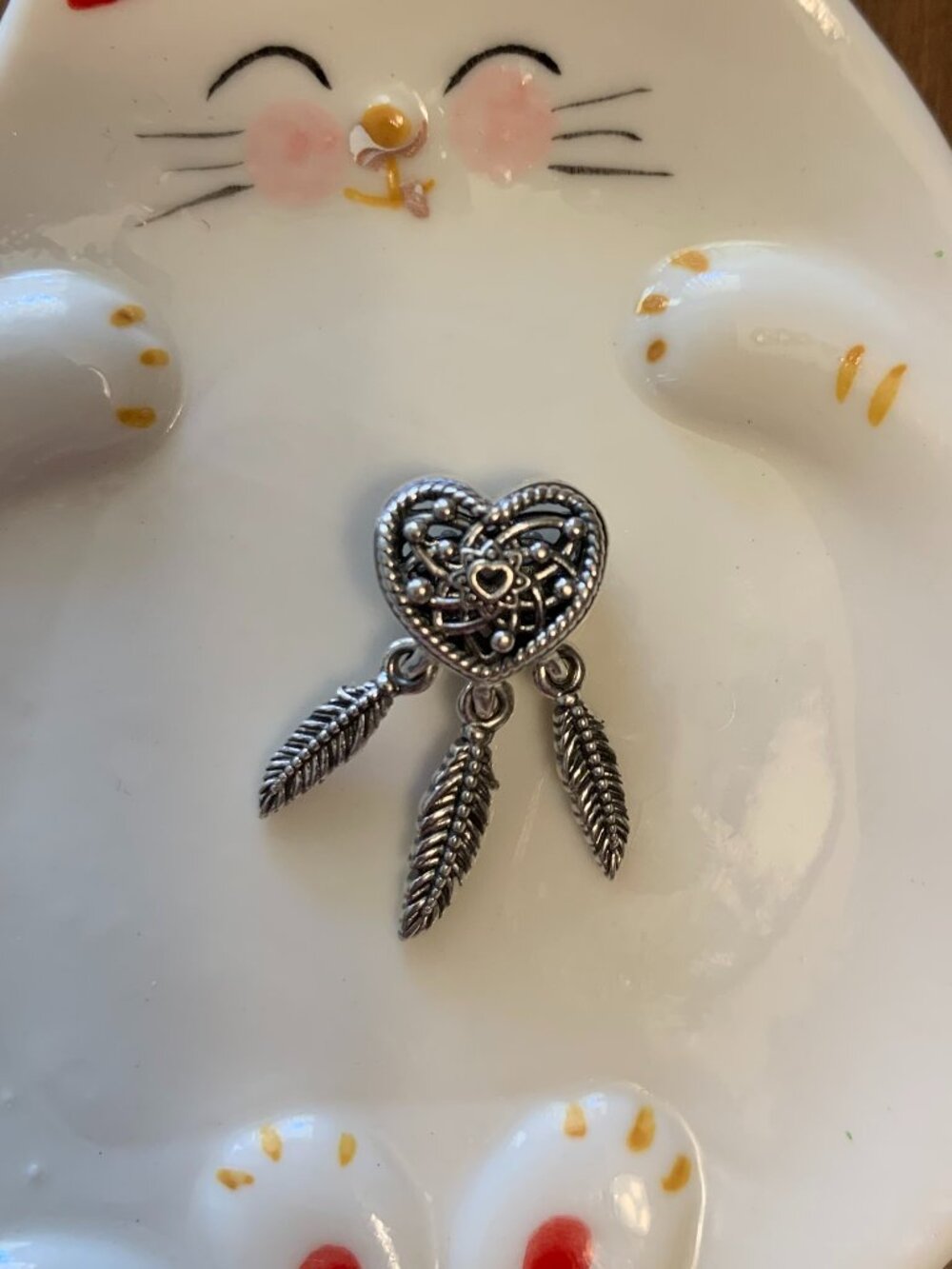 Pandora Openwork Heart & Three Feathers Dreamcatcher Charm